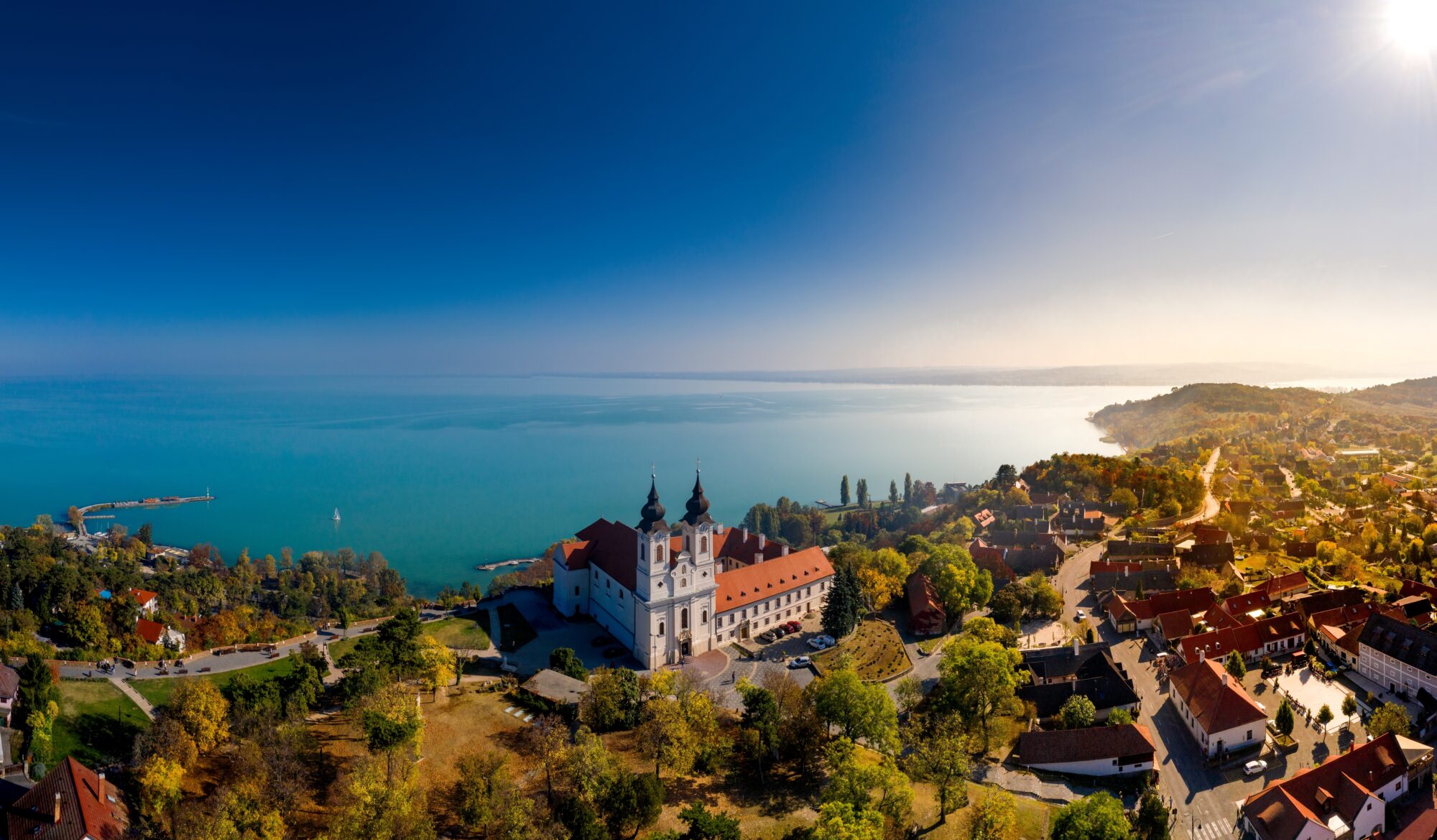 Tihany,Panoramic,Landscape,With,The,Abbey,,Lake,Balaton,,Hungary,Summer.