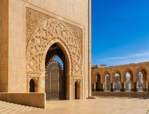 View,Of,Hassan,Ii,Mosque,Door,With,Arabic,Islamic,Motives