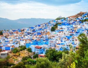 Aerial,View,Of,Blue,Medina,Of,City,Chefchaouen,,Morocco,,Africa